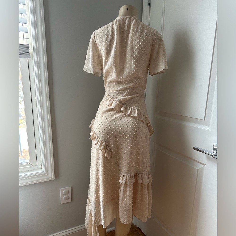 Lulu's Cream Ruffle Midi Dress - Picture 2 of 5